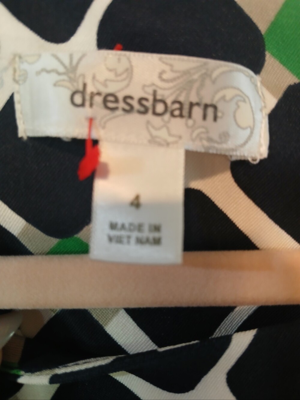 NWOT - Dressbarn Sleeveless Geometric Print Navy, Green, White, Pockets, Size 4 - Picture 4 of 4